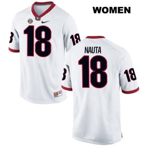Women's Georgia Bulldogs NCAA #18 Isaac Nauta Nike Stitched White Authentic College Football Jersey RZJ5454VO